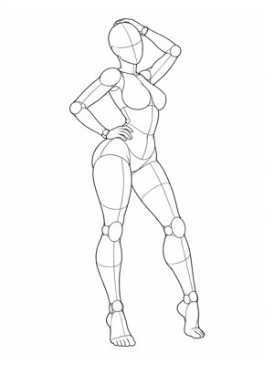 Standing Pose P001, Three Quarter