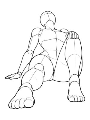 Sitting Pose P001, Low Angle