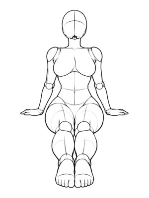 Sitting pose P003, front reference