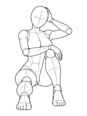 Sitting pose P005, front reference