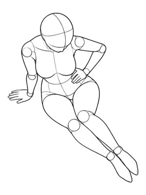 Sitting Pose P006, High Angle