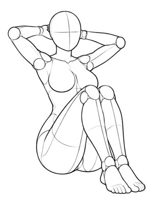 Sitting Pose P008, Three Quarter