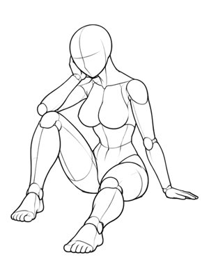 Sitting Pose P012, Three Quarter