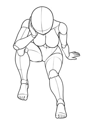 Sitting Pose P012, High Angle