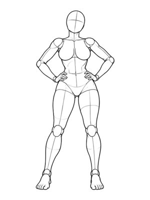 Standing pose P018, front reference