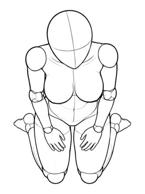 Kneeling Pose P031, High Angle
