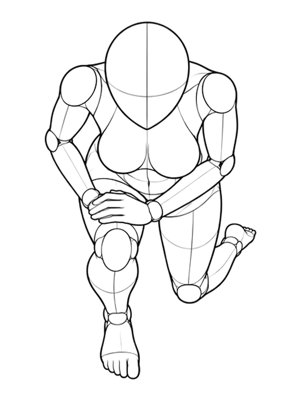 Kneeling Pose P033, High Angle
