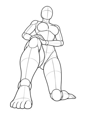 Kneeling Pose P033, Low Angle