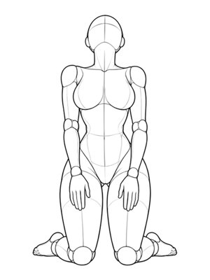 Kneeling pose P034, front reference