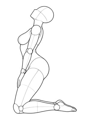 Kneeling Pose P034, Side