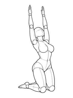 Kneeling Pose P035, Three Quarter