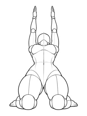 Kneeling Pose P035, Low Angle