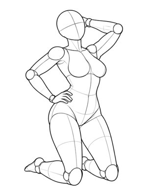 Kneeling Pose P036, Three Quarter
