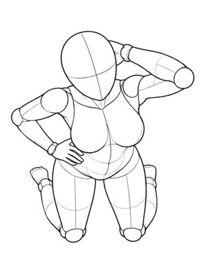 Kneeling Pose P036, High Angle