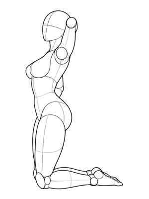 Kneeling Pose P036, Side