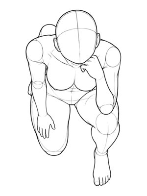 Kneeling Pose P037, High Angle