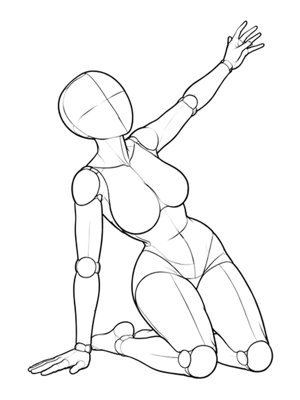 Kneeling Pose P038, Three Quarter