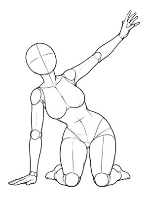Kneeling pose P038, front reference