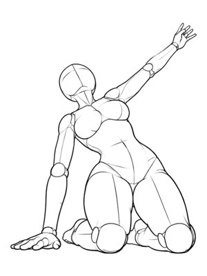 Kneeling Pose P038, Low Angle