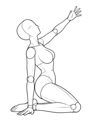 Kneeling Pose P038, Side